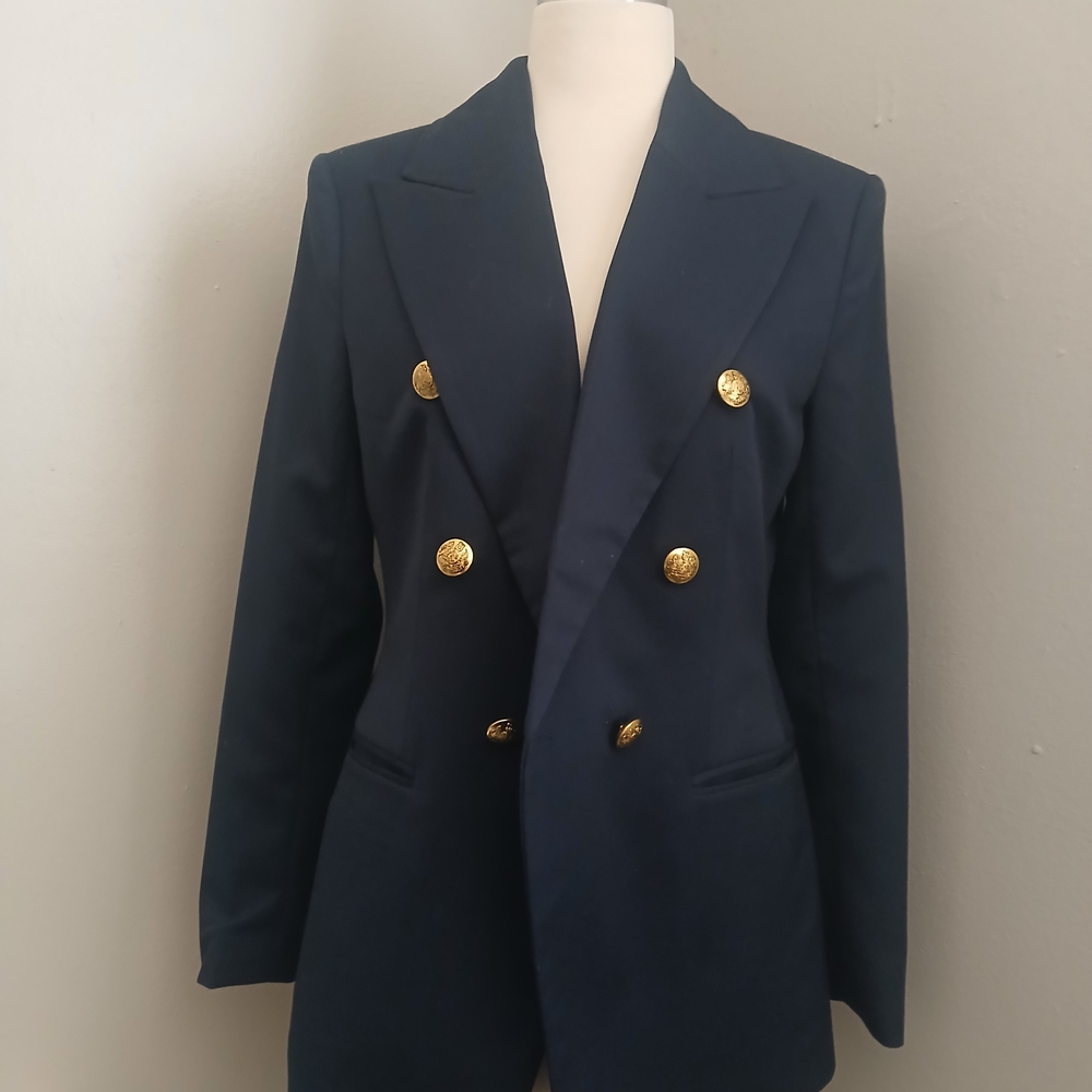 Banana Republic Blue and Gold Double-Breasted Blazer